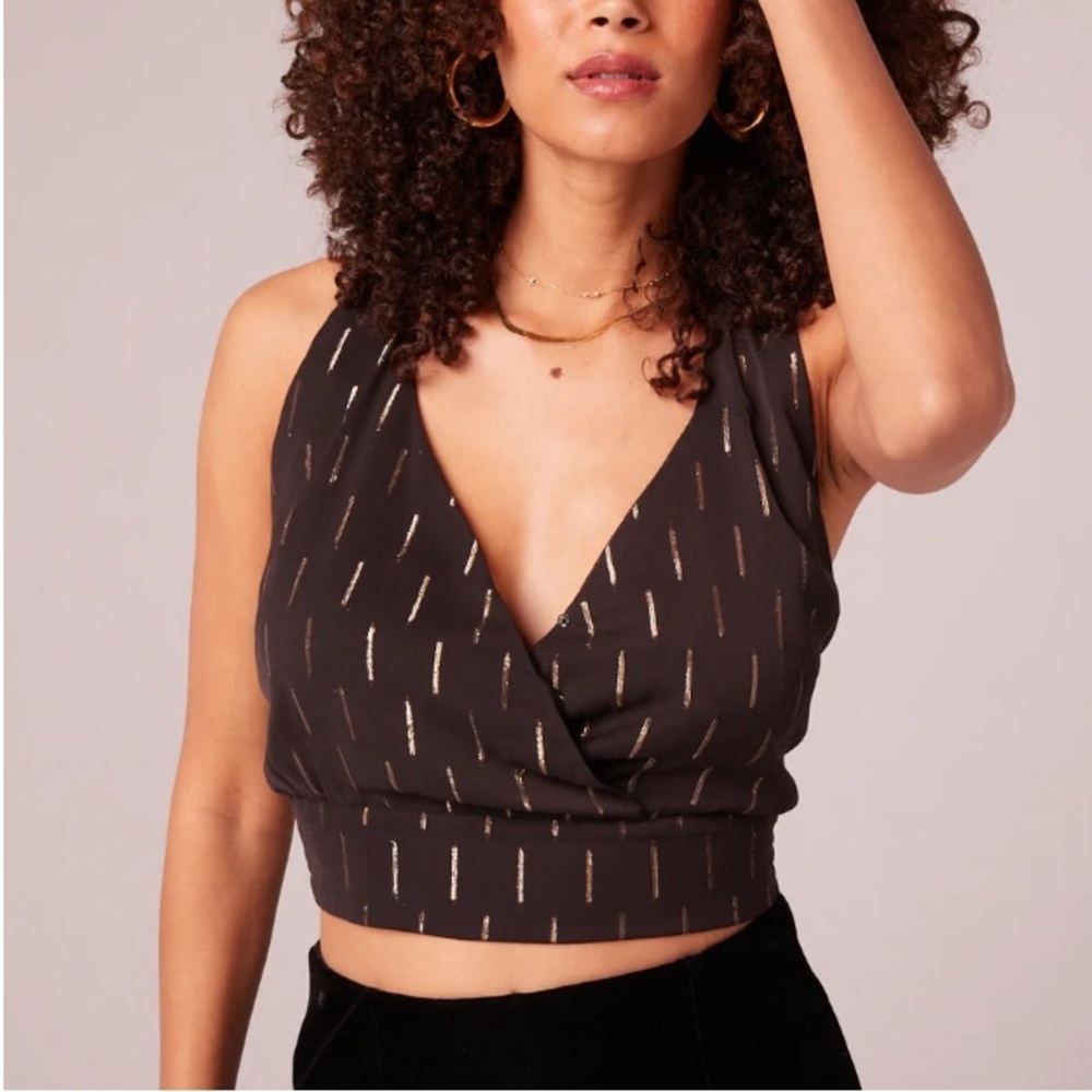 Nordstrom BOG Collective Gold/Black Halter Crop Top Boho Size Medium